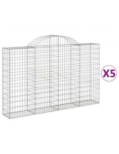 Cesti Gabbioni ad Arco 5 pz 200x30x120/140 cm Ferro Zincato