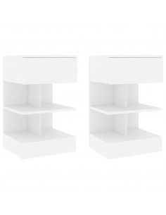 Comodini Bianchi 2 pz 40x35x65 cm in Legno Ingegnerizzato 2