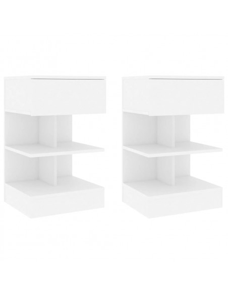 Comodini Bianchi 2 pz 40x35x65 cm in Legno Ingegnerizzato
