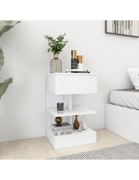Comodini Bianchi 2 pz 40x35x65 cm in Legno Ingegnerizzato