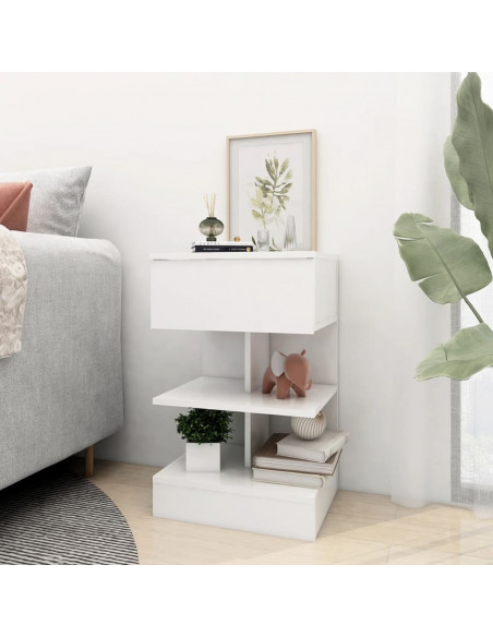Comodini Bianchi 2 pz 40x35x65 cm in Legno Ingegnerizzato