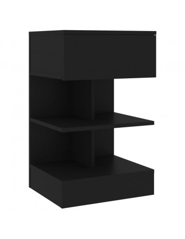 Comodino Nero 40x35x65 cm in Legno Multistrato