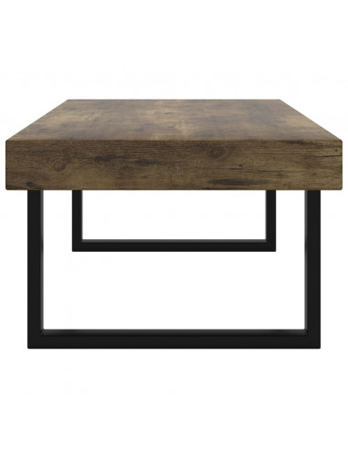 Tavolino Salotto Marrone Scuro e Nero 120x60x40 cm MDF e Ferro