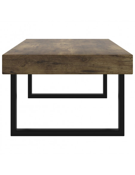 Tavolino Salotto Marrone Scuro e Nero 120x60x40 cm MDF e Ferro