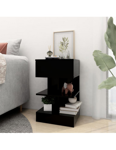 Comodino Nero 40x35x65 cm in Legno Multistrato