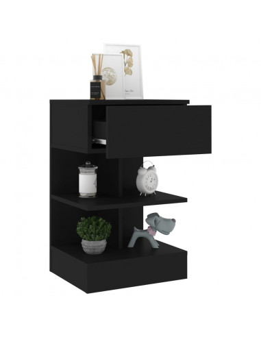 Comodino Nero 40x35x65 cm in Legno Multistrato