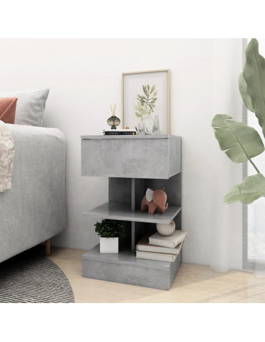 Comodino Grigio Cemento 40x35x65 cm in Truciolato