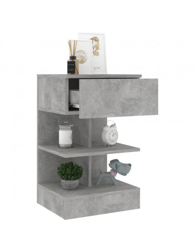 Comodino Grigio Cemento 40x35x65 cm in Truciolato