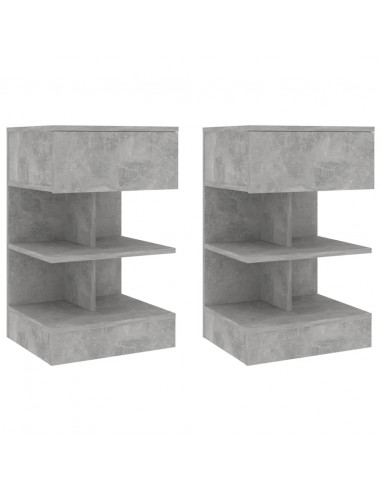 Comodini 2 pz Grigio Cemento 40x35x65 cm