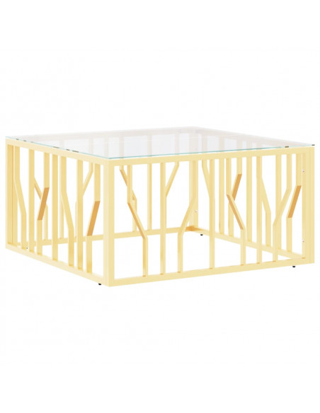 Tavolino da Salotto Oro 80x80x40 cm in Acciaio Inox e Vetro