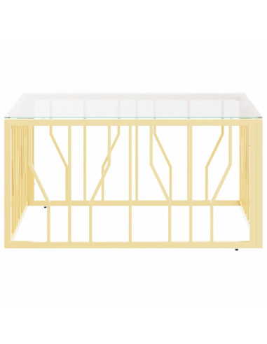 Tavolino da Salotto Oro 80x80x40 cm in Acciaio Inox e Vetro