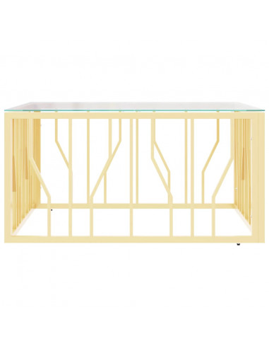 Tavolino da Salotto Oro 80x80x40 cm in Acciaio Inox e Vetro