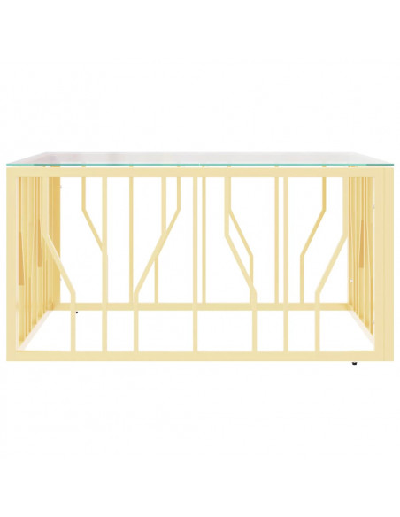 Tavolino da Salotto Oro 80x80x40 cm in Acciaio Inox e Vetro