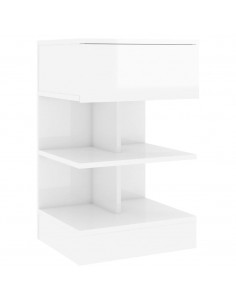 Comodino Bianco Lucido 40x35x65 cm in Truciolato 2