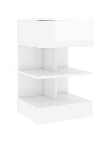 Comodino Bianco Lucido 40x35x65 cm in Truciolato