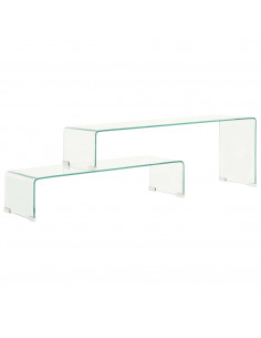 Set Tavolini Salotto 2 pz 90x30x20/110x30x40cm Vetro Temperato 2