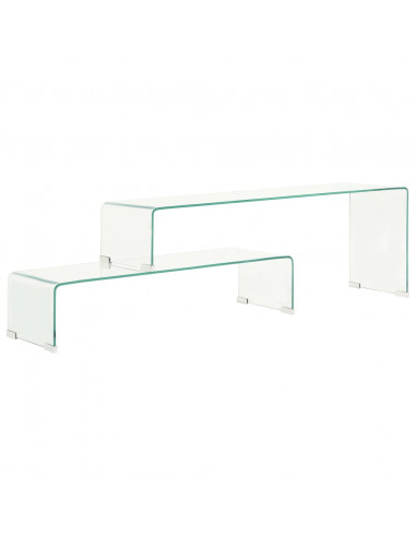 Set Tavolini Salotto 2 pz 90x30x20/110x30x40cm Vetro Temperato