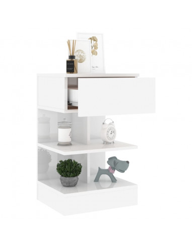 Comodino Bianco Lucido 40x35x65 cm in Truciolato