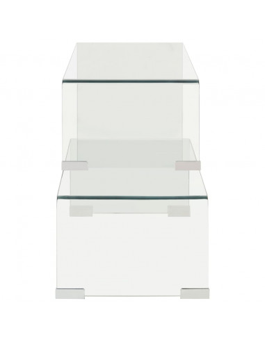 Set Tavolini Salotto 2 pz 90x30x20/110x30x40cm Vetro Temperato