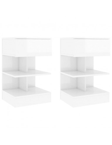 Comodini 2 pz Bianco Lucido 40x35x65 cm