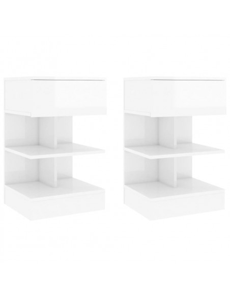 Comodini 2 pz Bianco Lucido 40x35x65 cm