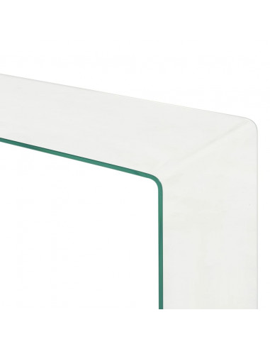 Set Tavolini Salotto 2 pz 90x30x20/110x30x40cm Vetro Temperato