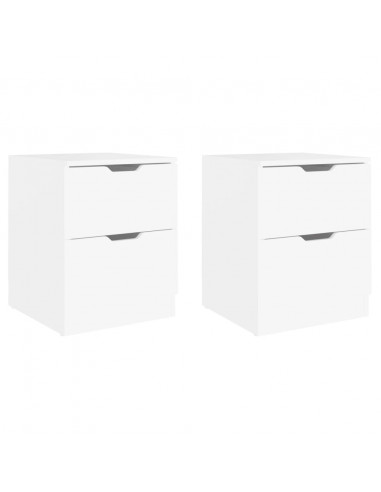 Comodini 2 pz Bianchi 40x40x50 cm in Legno Multistrato