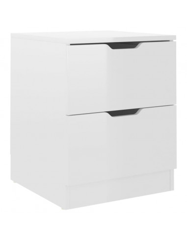Comodini 2 pz Bianco Lucido 40x40x50 cm in Legno Multistrato