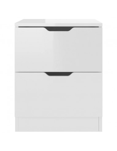 Comodini 2 pz Bianco Lucido 40x40x50 cm in Legno Multistrato