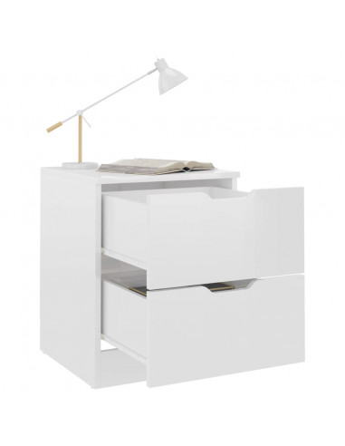 Comodini 2 pz Bianco Lucido 40x40x50 cm in Legno Multistrato
