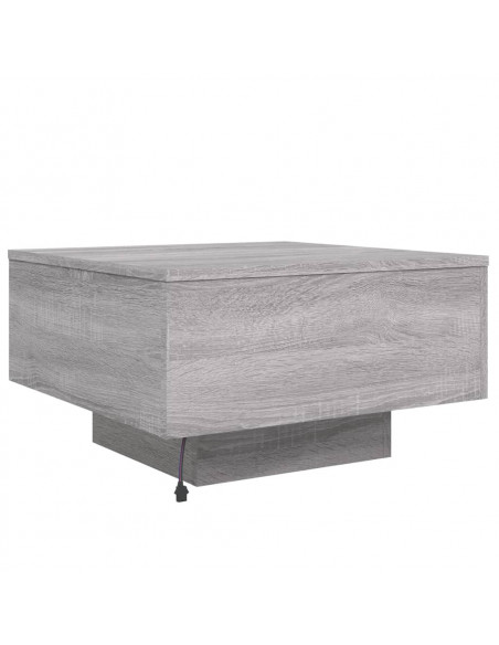 Tavolino da Soggiorno con Luci LED Grigio Sonoma 55x55x31 cm