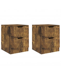 Comodini 2 pz Rovere Fumo 40x40x50 cm in Legno Multistrato 2