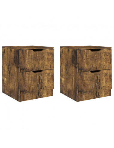 Comodini 2 pz Rovere Fumo 40x40x50 cm in Legno Multistrato