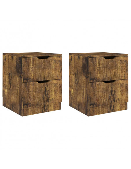 Comodini 2 pz Rovere Fumo 40x40x50 cm in Legno Multistrato