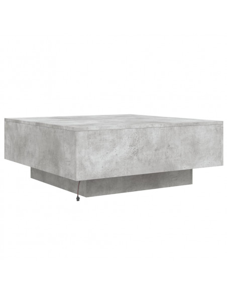 Tavolino da Soggiorno con Luci LED Grigio Cemento 80x80x31 cm