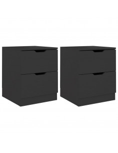 Comodini 2 pz Neri 40x40x50 cm in Legno Multistrato 2