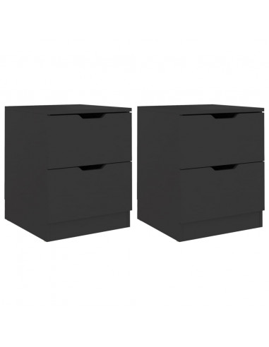 Comodini 2 pz Neri 40x40x50 cm in Legno Multistrato
