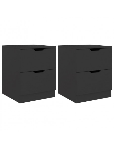 Comodini 2 pz Neri 40x40x50 cm in Legno Multistrato
