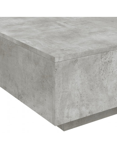 Tavolino da Soggiorno con Luci LED Grigio Cemento 80x80x31 cm