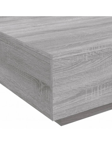 Tavolino da Soggiorno con Luci LED Grigio Sonoma 80x80x31 cm