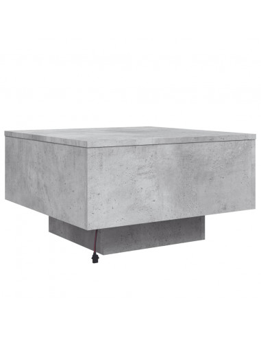 Tavolino da Soggiorno con Luci LED Grigio Cemento 55x55x31 cm