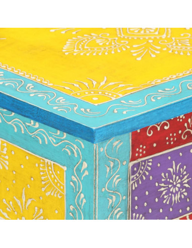 Comodino Dipinto a Mano 40x30x50 cm in Legno Massello di Mango