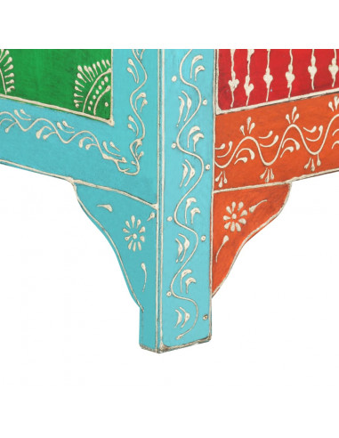 Comodino Dipinto a Mano 40x30x50 cm in Legno Massello di Mango