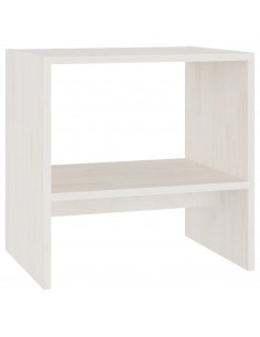 Comodino Bianco 40x30,5x40 cm in Legno Massello di Pino 2
