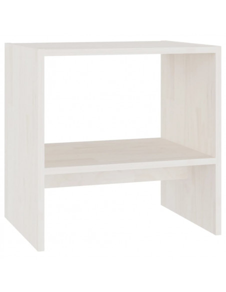 Comodino Bianco 40x30,5x40 cm in Legno Massello di Pino