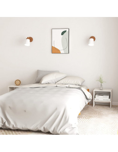 Comodino Bianco 40x30,5x40 cm in Legno Massello di Pino