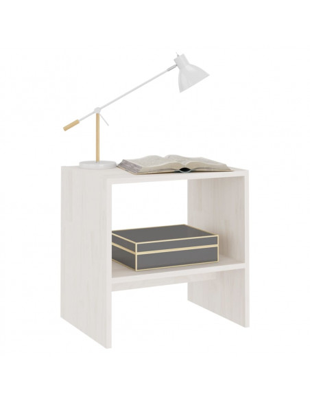 Comodino Bianco 40x30,5x40 cm in Legno Massello di Pino