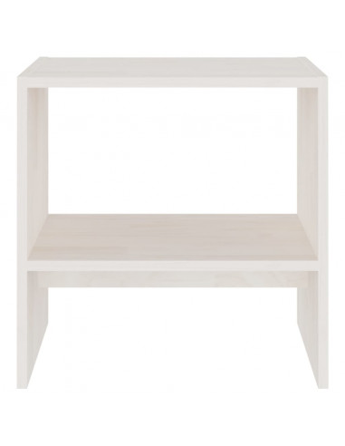 Comodino Bianco 40x30,5x40 cm in Legno Massello di Pino