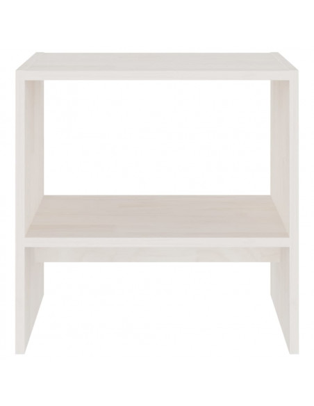 Comodino Bianco 40x30,5x40 cm in Legno Massello di Pino