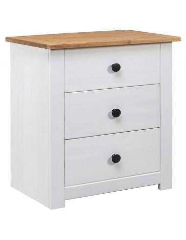 Comodino Bianco 46x40x57 cm in Legno di Pino Panama Range